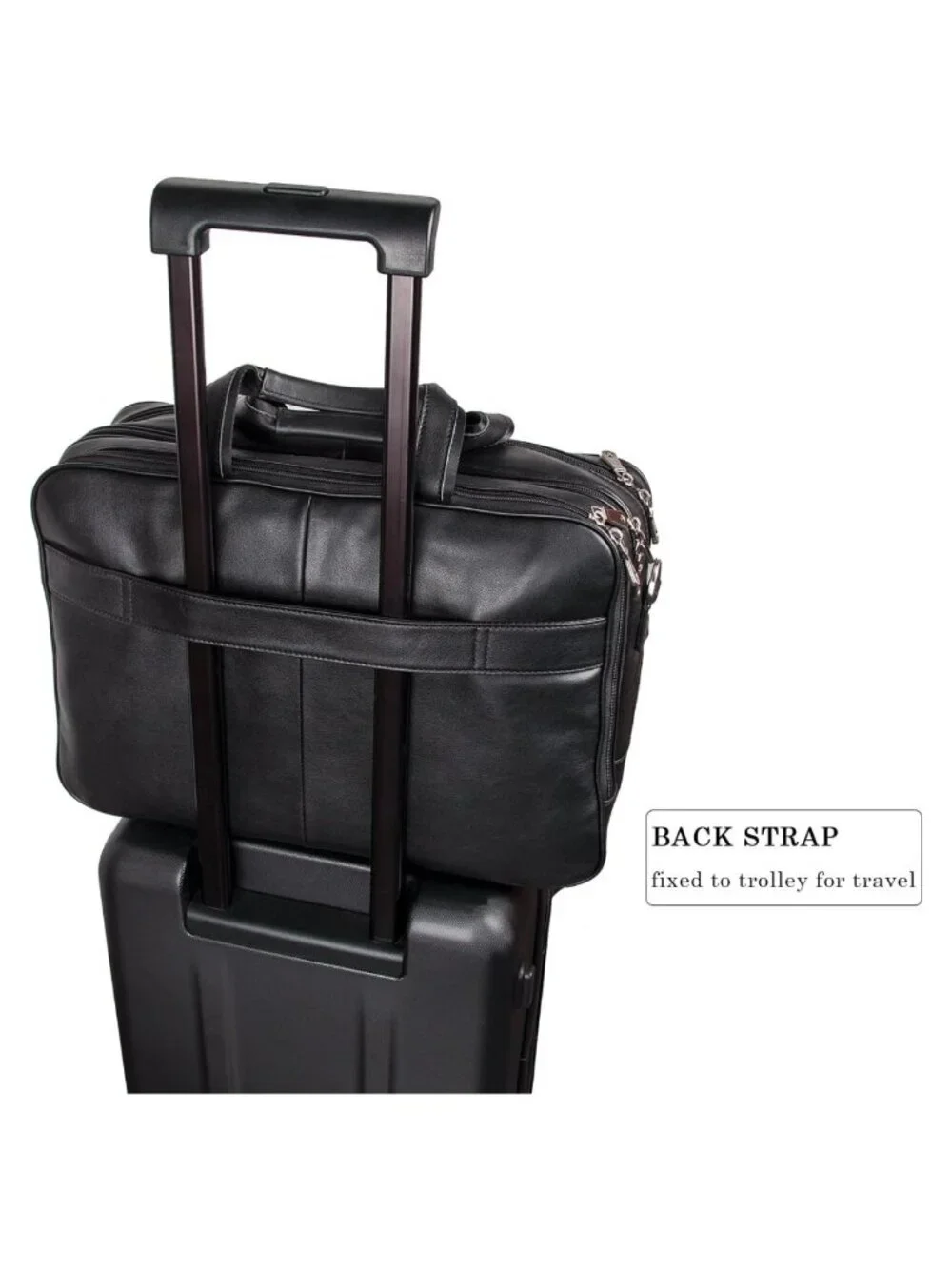 Genuine Leather Laptop Briefcase for Men, Business Travel Bag Fits 15.6